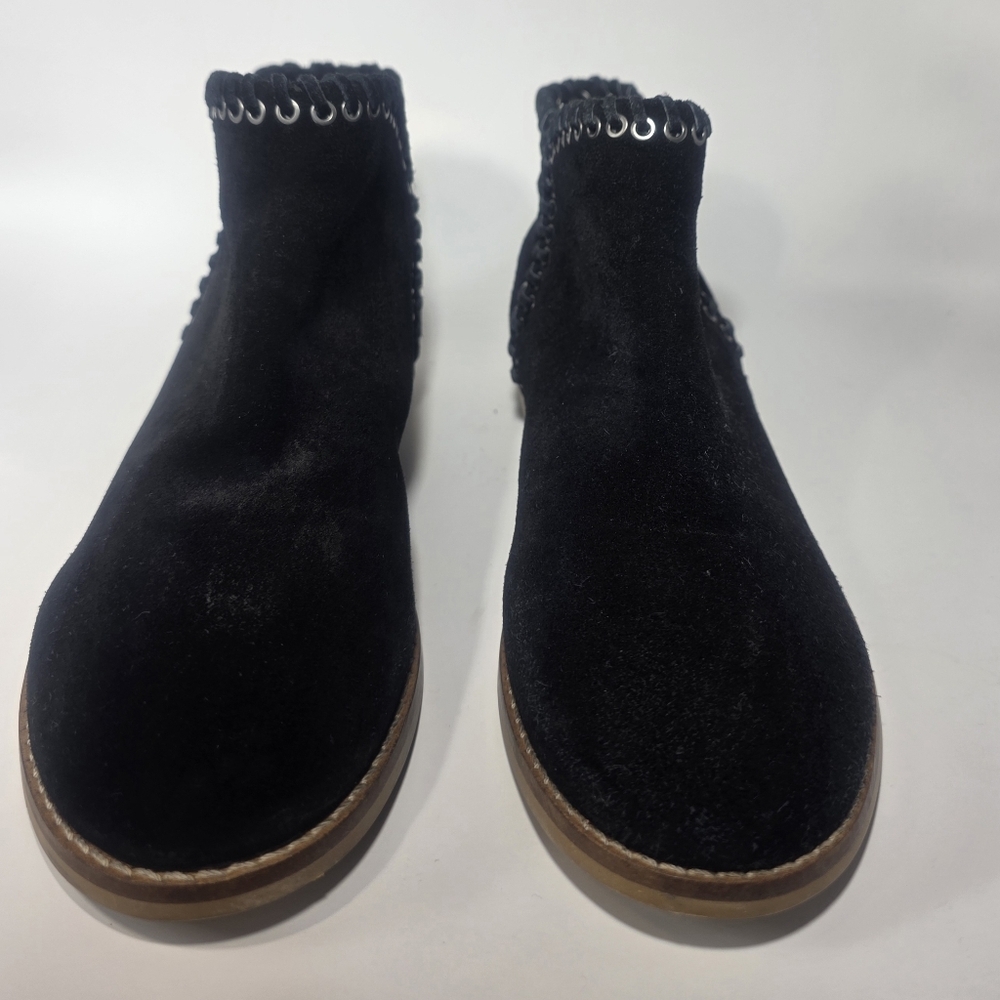 ZARA Kids Black Leather Ankle Boots Size US 4 Girls Slip-On Casual Shoes